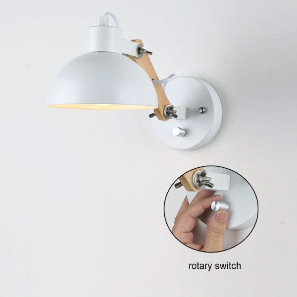 Modern Nordic Iron Semicircle Adjustable Wooden Lamp Arm 1-Light Wall Sconce Lamp - Image 10
