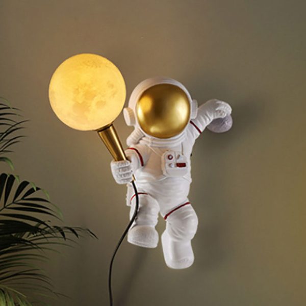 Contemporary Creative Cartoon Astronaut Resin ABS 1-Light Wall Sconce Lamp For Bedroom - Image 2