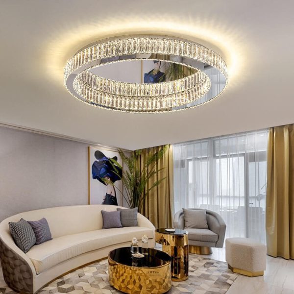 Modern Round Flush Mount Lighting Crystal LED Ceiling Light - Image 17