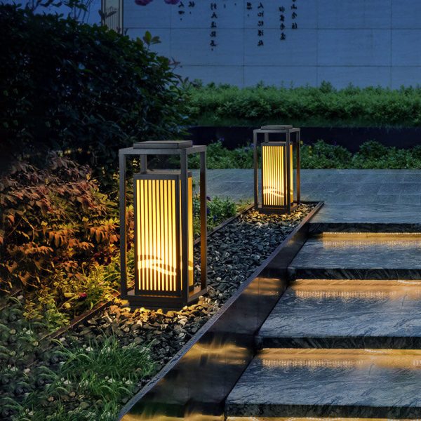 Modern Chinese Square Cage Outdoor Waterproof 1-Light Lawn Path Light - Image 2