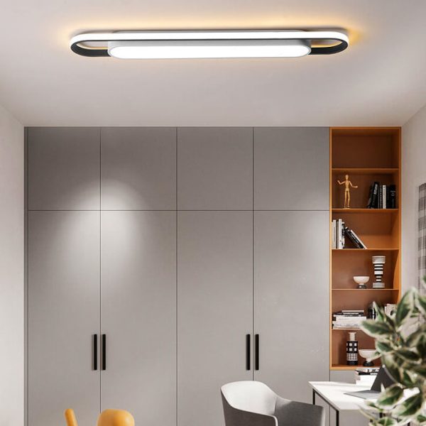 Modern Nordic Geometric Rectangular Acrylic Iron LED Flush Mount Ceiling Light - Image 2