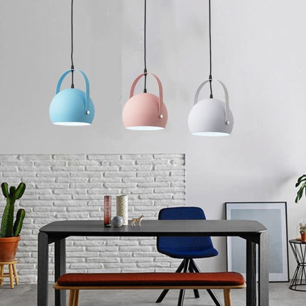 Nordic Macaron Aluminum Semicircle 1-Light Pendant Light - Image 5