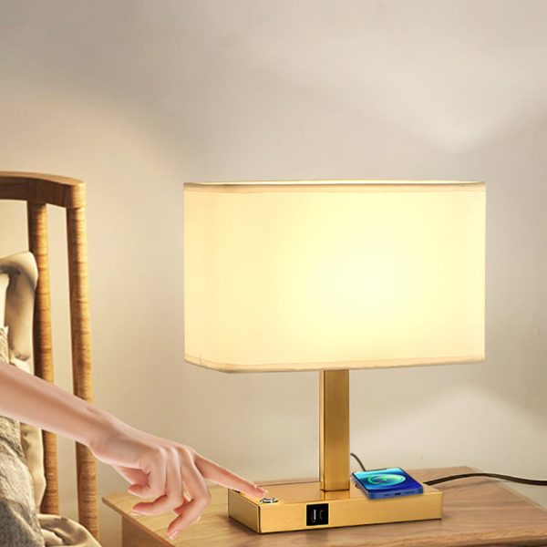 Modern Minimalist Rectangular Cloth Iron 1-Light Table Lamp For Living Room - Image 9
