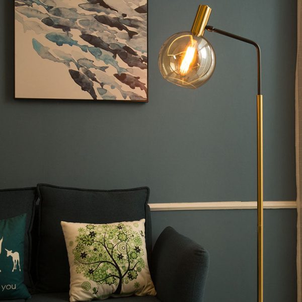 Nordic Minimalist Glass Dome Shade Marble Base 1-Light Standing Floor Lamp - Image 2