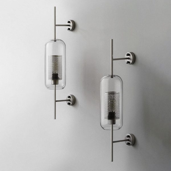 Contemporary Industrial Cylinder Glass Shade Iron Finish Frame 1-Light Wall Sconce Lamp For Bedroom - Image 13