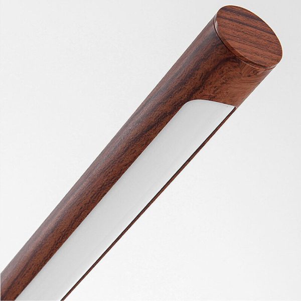 Nordic Minimalist Imitation Walnut Wood Grain Cylindrical Strip Hardware Base LED Standing Floor Lamp - Image 6