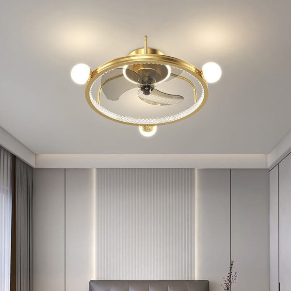 Modern Light Luxury Circle Full Star Design LED Flush Mount Ceiling Fan Light - Image 13