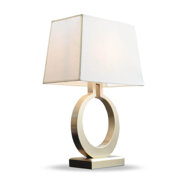 Modern Luxury Fabric Golden Ring Base 1-Light Table Lamp - Image 3