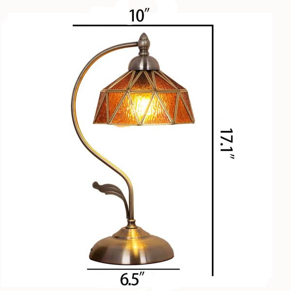 European Tiffany Amber Lucite Glass 1-Light Table Lamp - Image 3