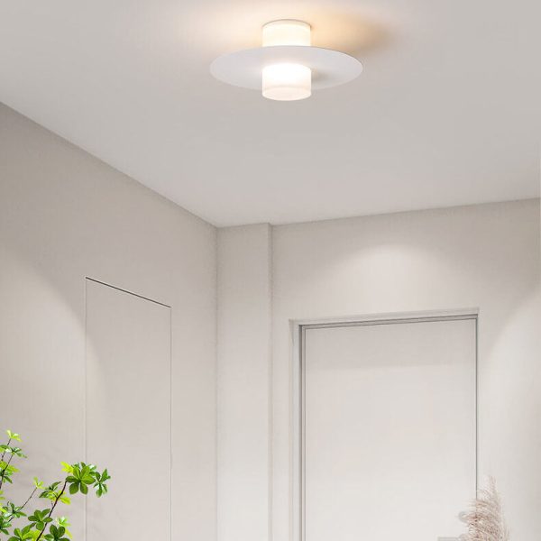 Modern Minimalist Cylindrical Disc Iron Acrylic LED Semi-Flush Mount Ceiling Light - Image 8