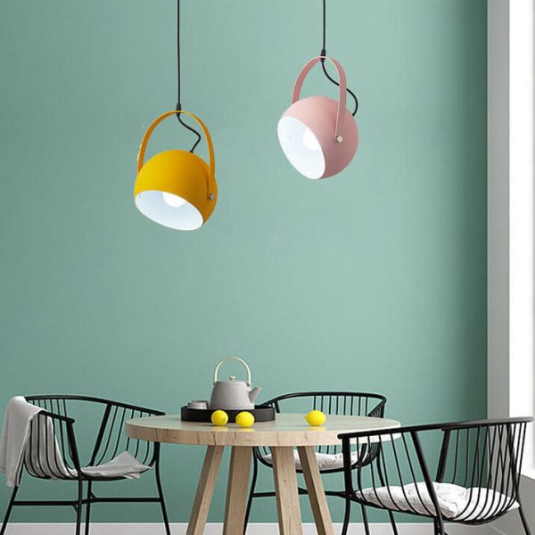 Nordic Macaron Aluminum Semicircle 1-Light Pendant Light - Image 14