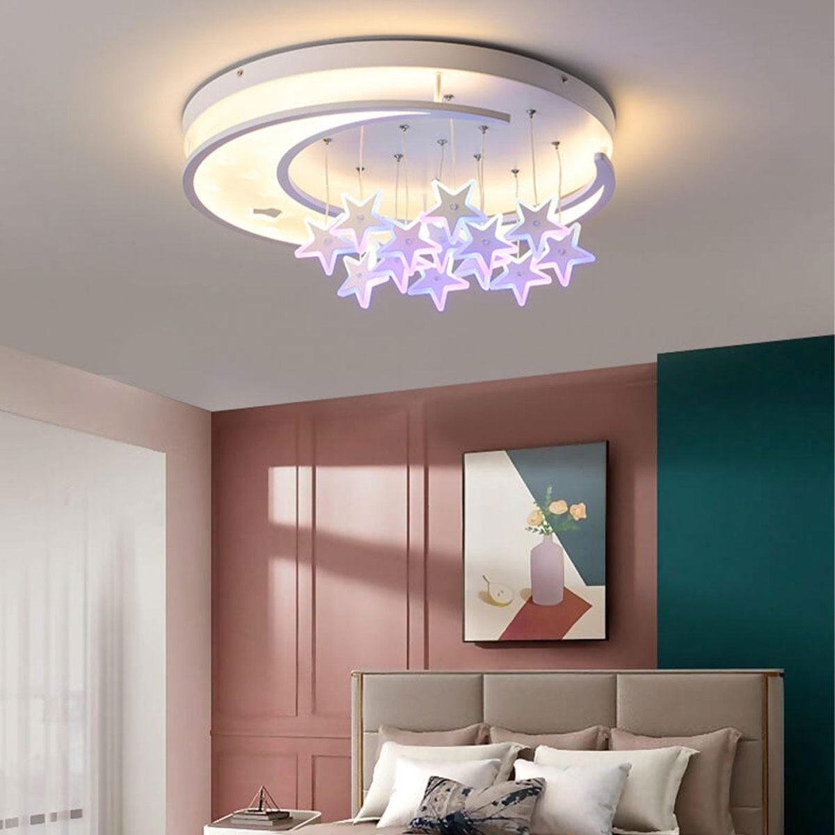 Modern Creative Star Hanging Round LED Flush Mount Ceiling Light - Image 2