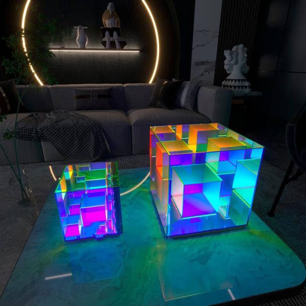 Modern Acrylic RGB Line Rubik's Cube LED Table Lamp - Image 12