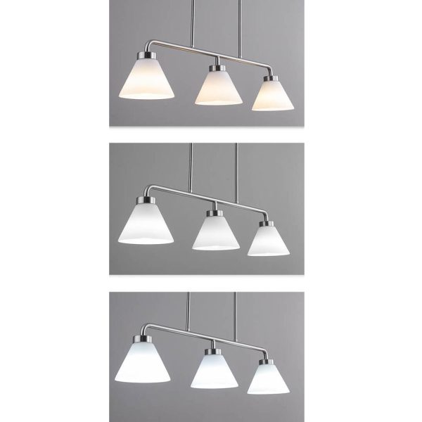 Nordic Vintage Cone Glass Chrome 3-Light Island Light Chandelier - Image 11