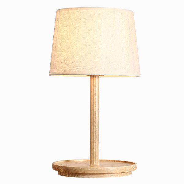 Modern Minimalist Cone Fabric Wood Base 1-Light Table Lamp For Study - Image 9
