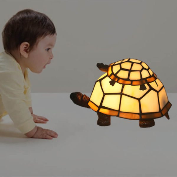 European Tiffany Turtle Stained Glass 1-Light Night Light Table Lamp - Image 17