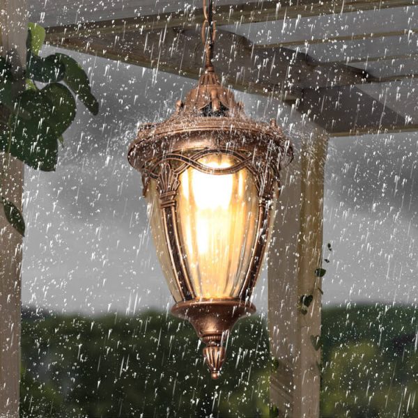 European Vintage Oval Lantern Maple Leaf Outdoor 1-Light Pendant Light - Image 7