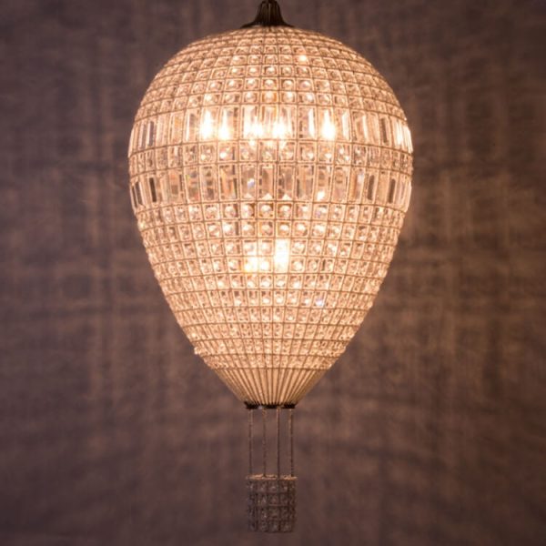 French Vintage Hot Air Balloon Crystal 3-Light Chandelier - Image 2