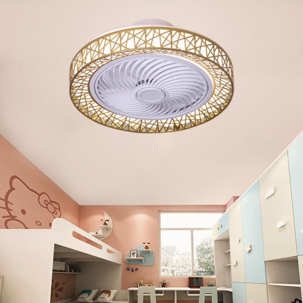 Modern Luxury Round Lace LED Flush Mount Ceiling Fan Light - Image 17