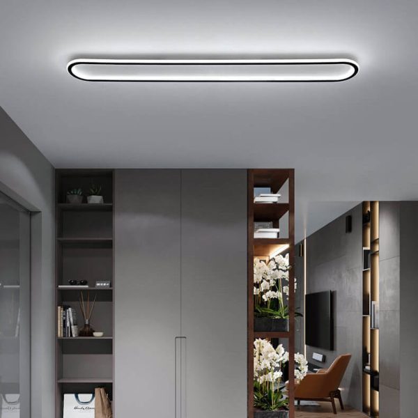 Modern Minimalist Long Iron Silicone LED Flush Mount Ceiling Light For Bedroom - Image 11