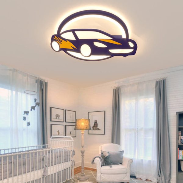 Contemporary Creative Iron Acrylic Cartoon Sports Car LED Kids Flush Mount Ceiling Light For Bedroom - Image 2