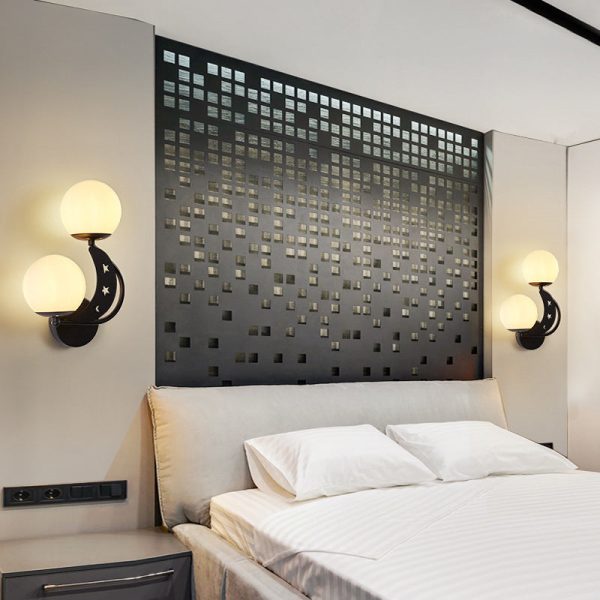 Nordic Creative Glass Globe Lampshade Moon Star Decoration Design 2-Light Wall Sconce Lamp - Image 25