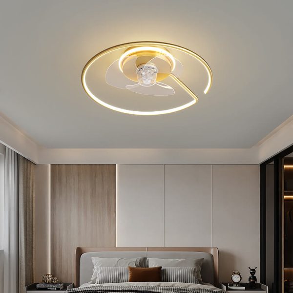 Minimalist Light Luxury Round Ring LED Invisible Flush Mount Ceiling Fan Light - Image 14