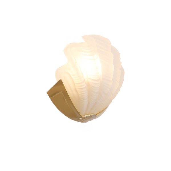Modern Art Deco Shell Brass Glass 1-Light Wall Sconce Lamp For Living Room - Image 10