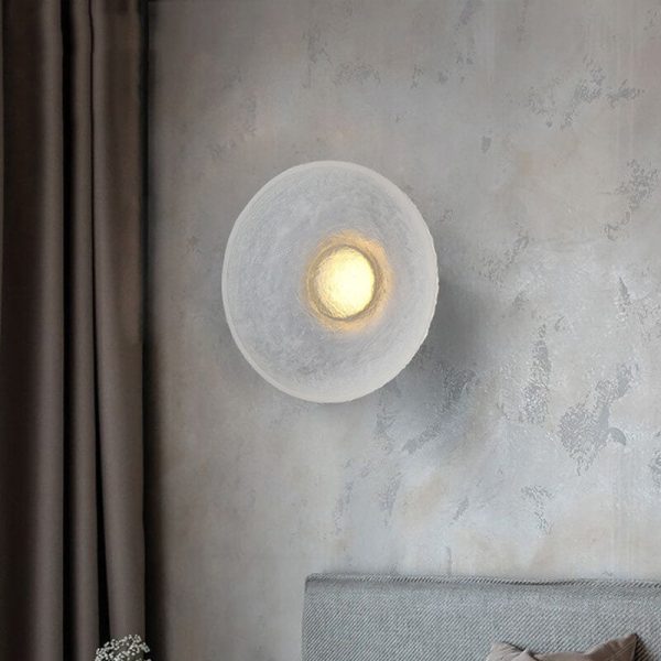 Modern Minimalist Resin Clear Round Disc LED Wall Sconce Lamp - Image 9