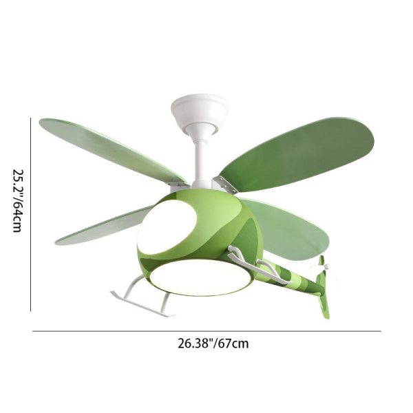 Contemporary Creative Iron Cartoon Planes LED Downrods Ceiling Fan Light for Bedroom - Image 4
