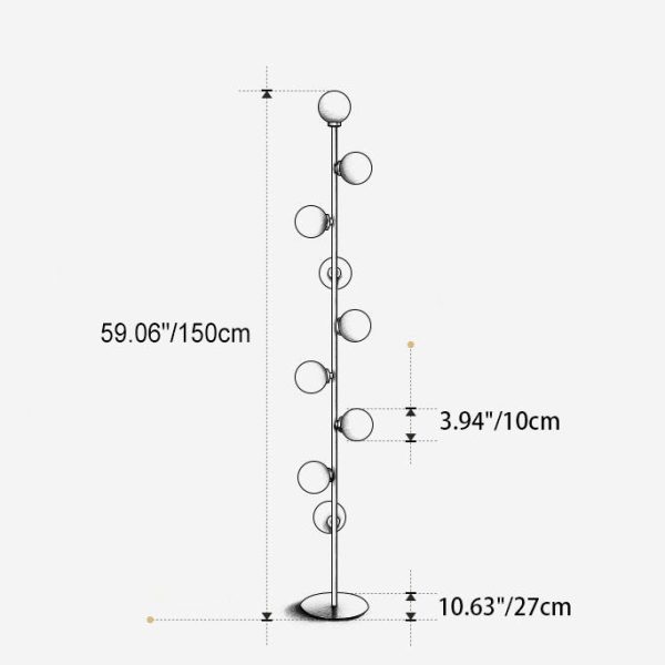 Contemporary Scandinavian Cylindrical Metal Glass 9-Light Standing Floor Lamp For Living Room - Image 4