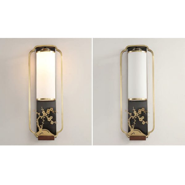 Modern New Chinese Copper Glass Column Ring 1-Light Wall Sconce Lamp - Image 17