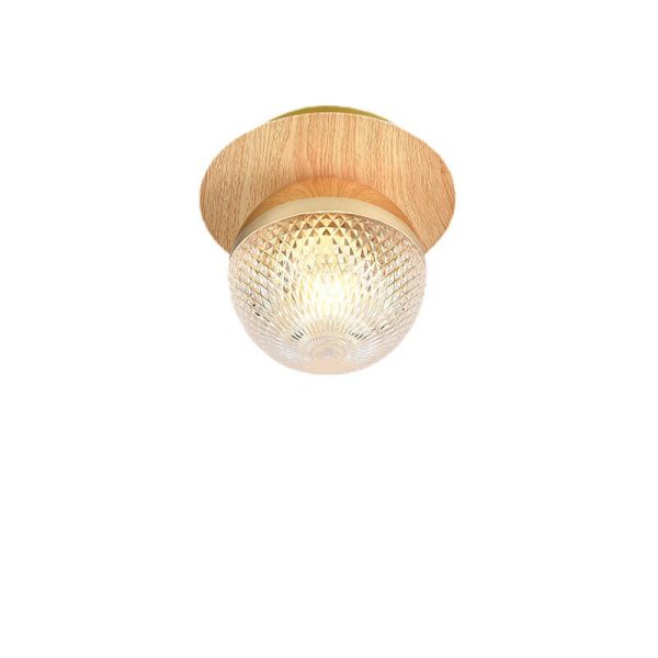 Japanese Minimalist Glass Iron Woodgrain 1-Light Semi-Flush Mount Ceiling Light - Image 20