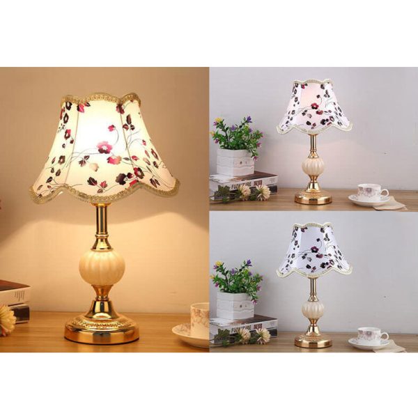 Nordic Vintage Floral Glass Fabric 1-Light Table Lamp - Image 9