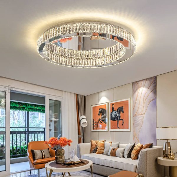 Modern Round Flush Mount Lighting Crystal LED Ceiling Light - Image 18