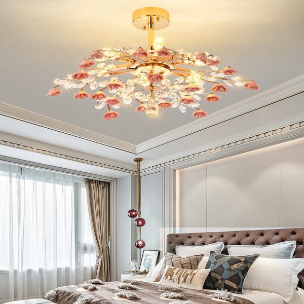 Modern Luxury Rose Iron Ceramic Crystal 6/7/8 Light Chandelier - Image 3