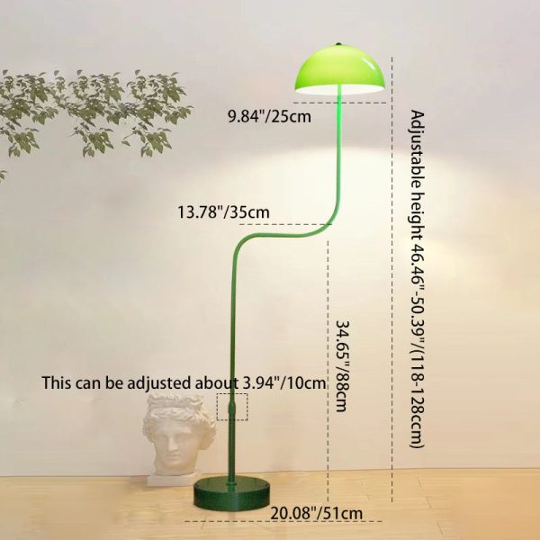 Contemporary Scandinavian Iron Glass Dome Liftable 1-Light Standing Floor Lamp For Study - Image 5