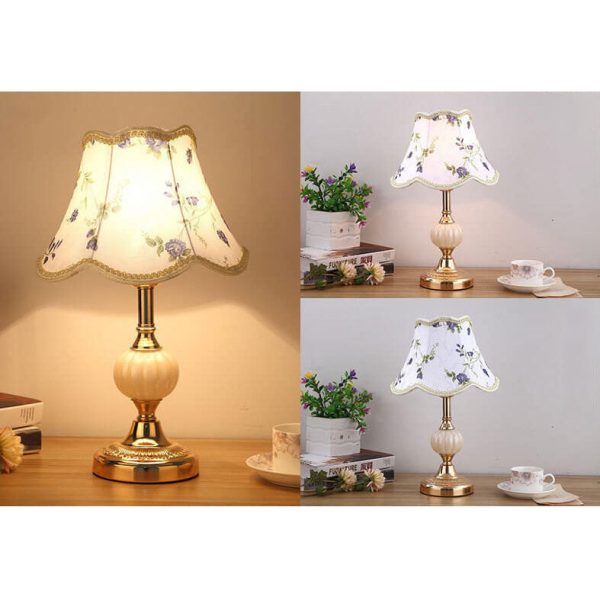 Nordic Vintage Floral Glass Fabric 1-Light Table Lamp - Image 10
