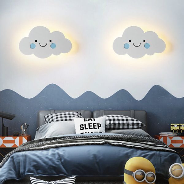 Nordic Creative Clouds Iron Emoji LED Kids Wall Sconce Lamp - Image 3
