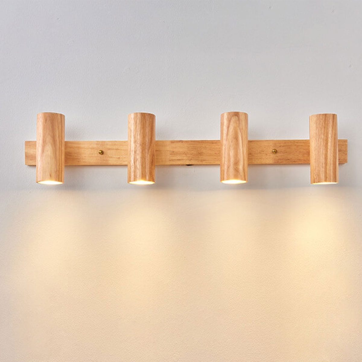 Modern Minimalist Wood Track Spotlight 1/2/3 Light Wall Sconce Lamp - Image 12