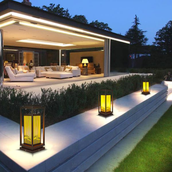 Modern Chinese Square Cage Outdoor Waterproof 1-Light Lawn Path Light - Image 3