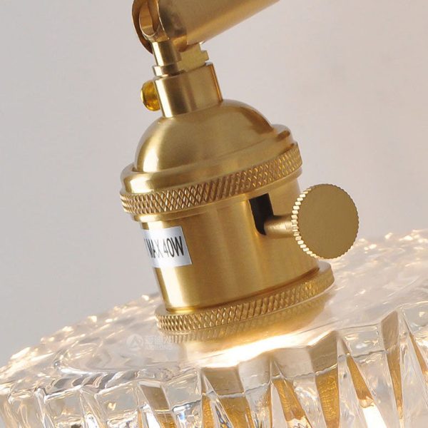 Japanese Vintage Brass Glass Cylinder 1-Light Wall Sconce Lamp - Image 7