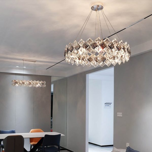 Contemporary Luxury Crystal Diamond Circle Plated Hardware 5/6/7/8/10/14 Light Chandelier For Living Room - Image 2