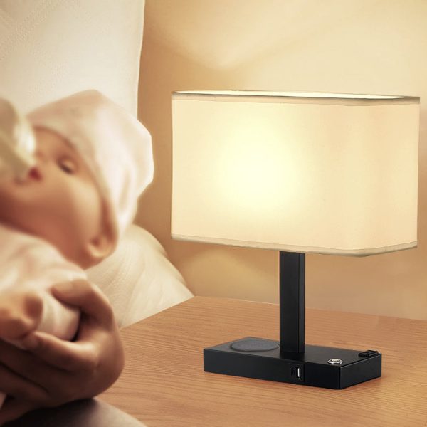 Modern Minimalist Rectangular Cloth Iron 1-Light Table Lamp For Living Room - Image 10