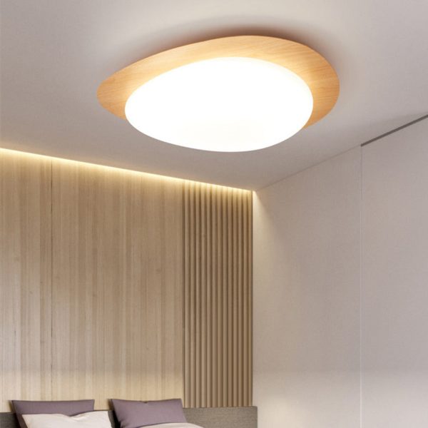 Contemporary Scandinavian Pebble Shape Iron Acrylic LED Flush Mount Ceiling Light For Bedroom - Image 11
