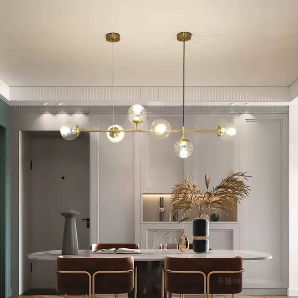 Nordic Minimalist Colorful Orb Hardware Glass 6-Light Island Light Chandelier - Image 10