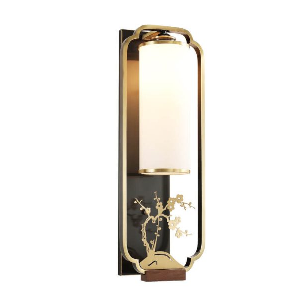 Modern New Chinese Copper Glass Column Ring 1-Light Wall Sconce Lamp - Image 9