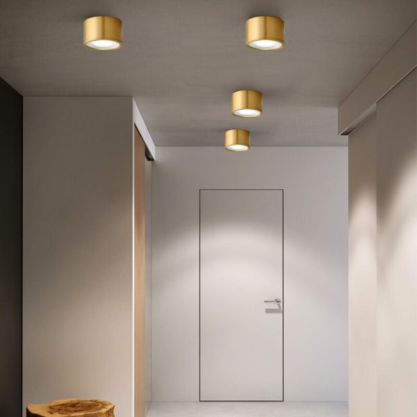 Modern Cylindrical Brass LED Spotlight Flush Mount Ceiling Light - Image 11