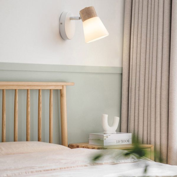 Modern Minimalist Horn Rubber Wood Iron Glass 1/2 Light Vanity Light Wall Sconce Lamp - Image 3