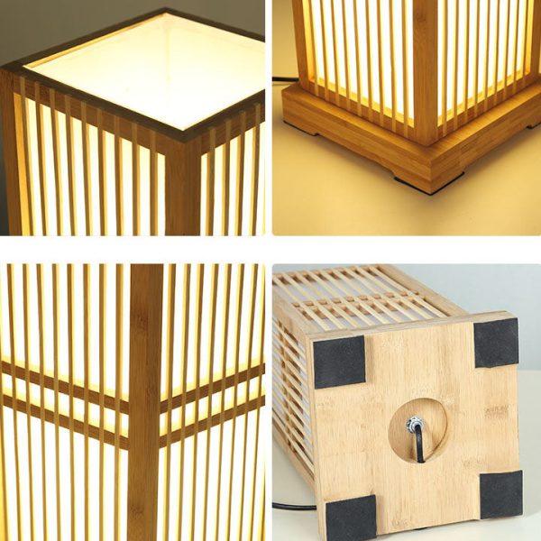 Japanese Minimalist Wooden Square Column 1-Light Table Lamp - Image 7